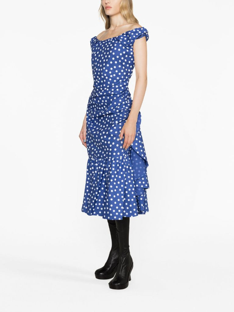 Blue Ginnie Polka Dot Midi Dress