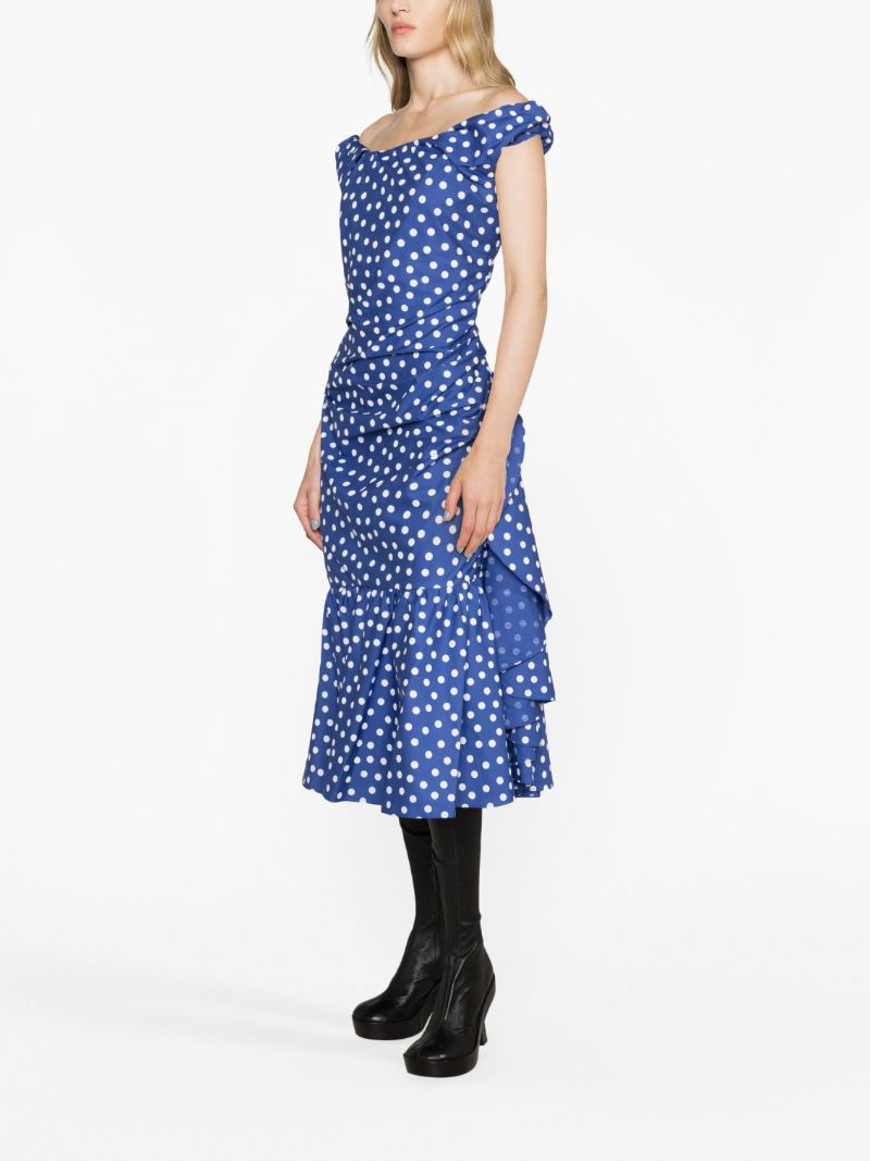 Blue Ginnie Polka Dot Midi Dress