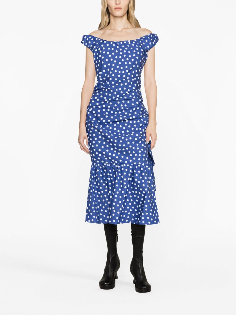 Blue Ginnie Polka Dot Midi Dress