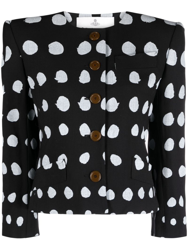Black Iman Polka Dot Wool Jacket