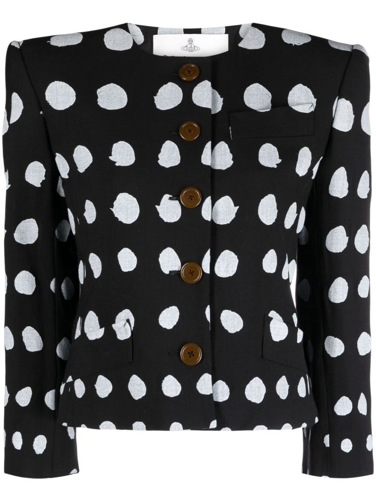 Black Iman Polka Dot Wool Jacket