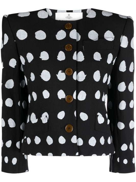 Black Iman Polka Dot Wool Jacket