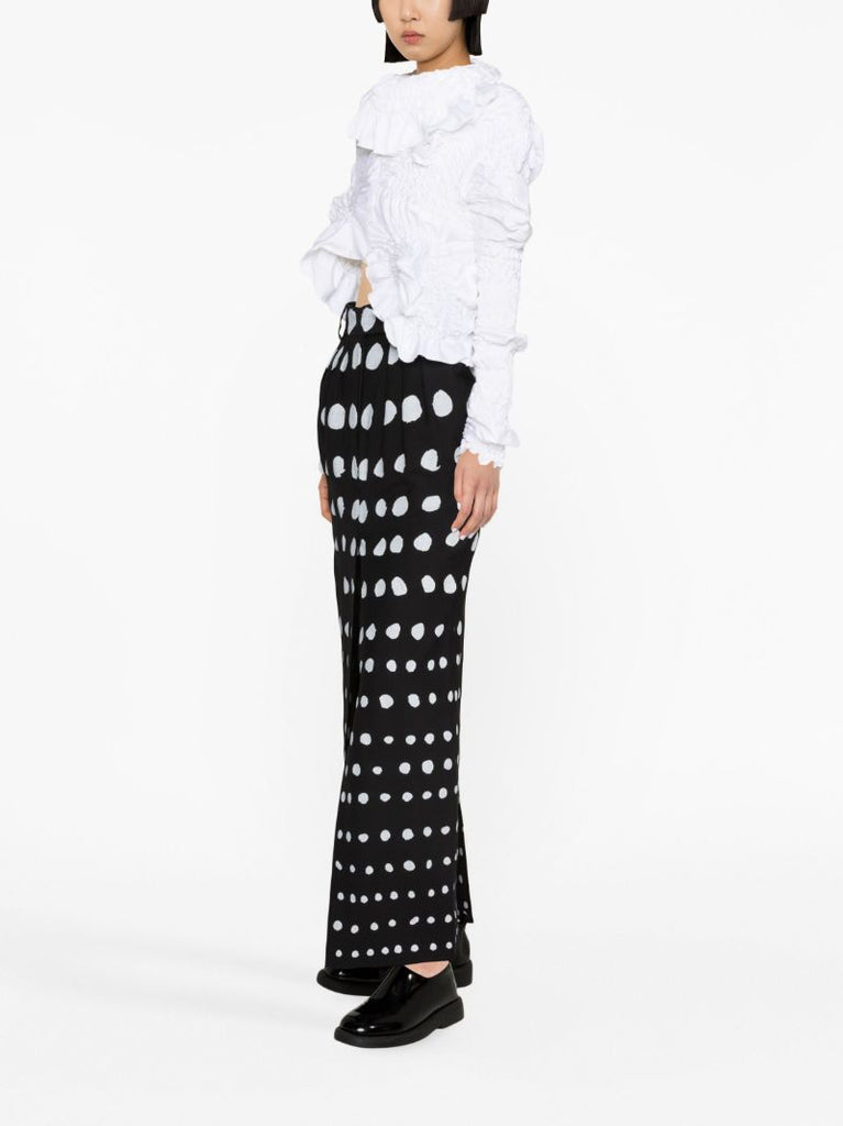 Black Iman Polka Dot Wool Pencil Skirt