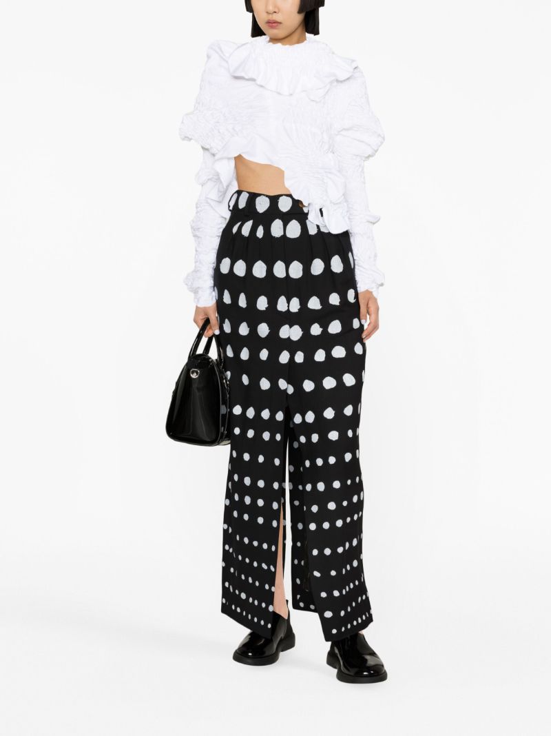 Black Iman Polka Dot Wool Pencil Skirt