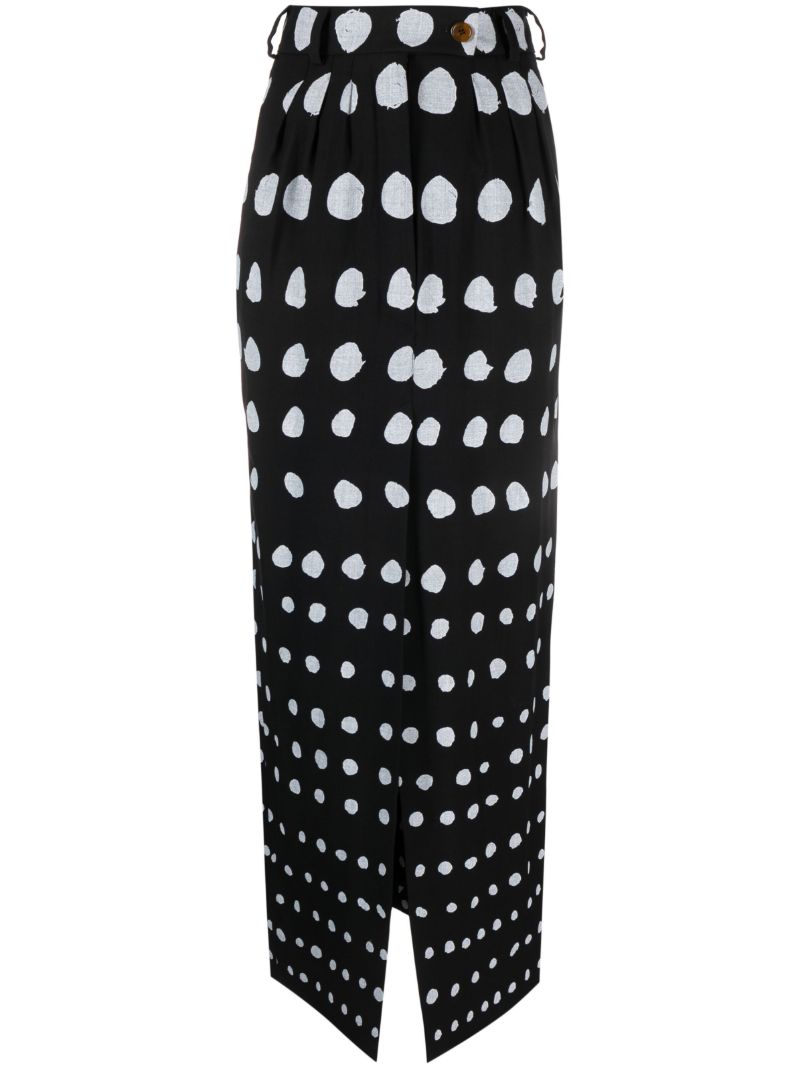 Black Iman Polka Dot Wool Pencil Skirt