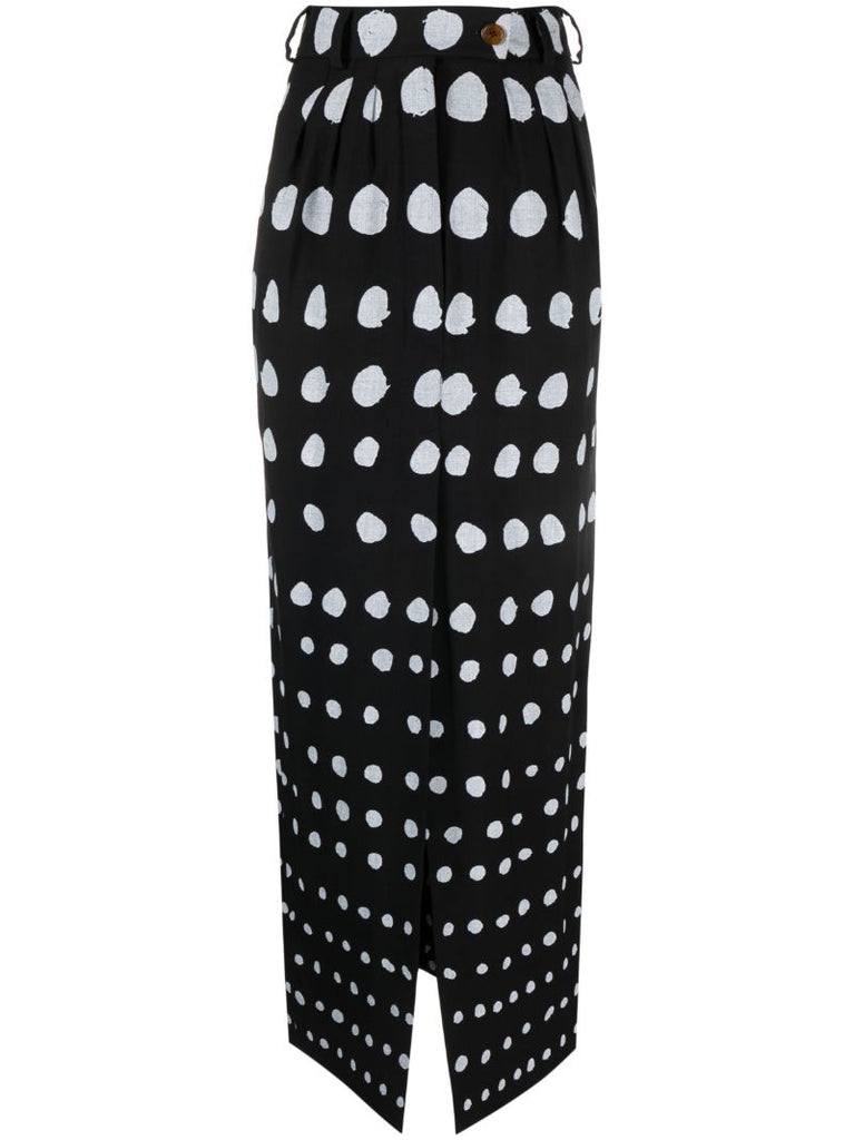 Black Iman Polka Dot Wool Pencil Skirt