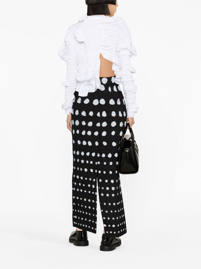 Black Iman Polka Dot Wool Pencil Skirt