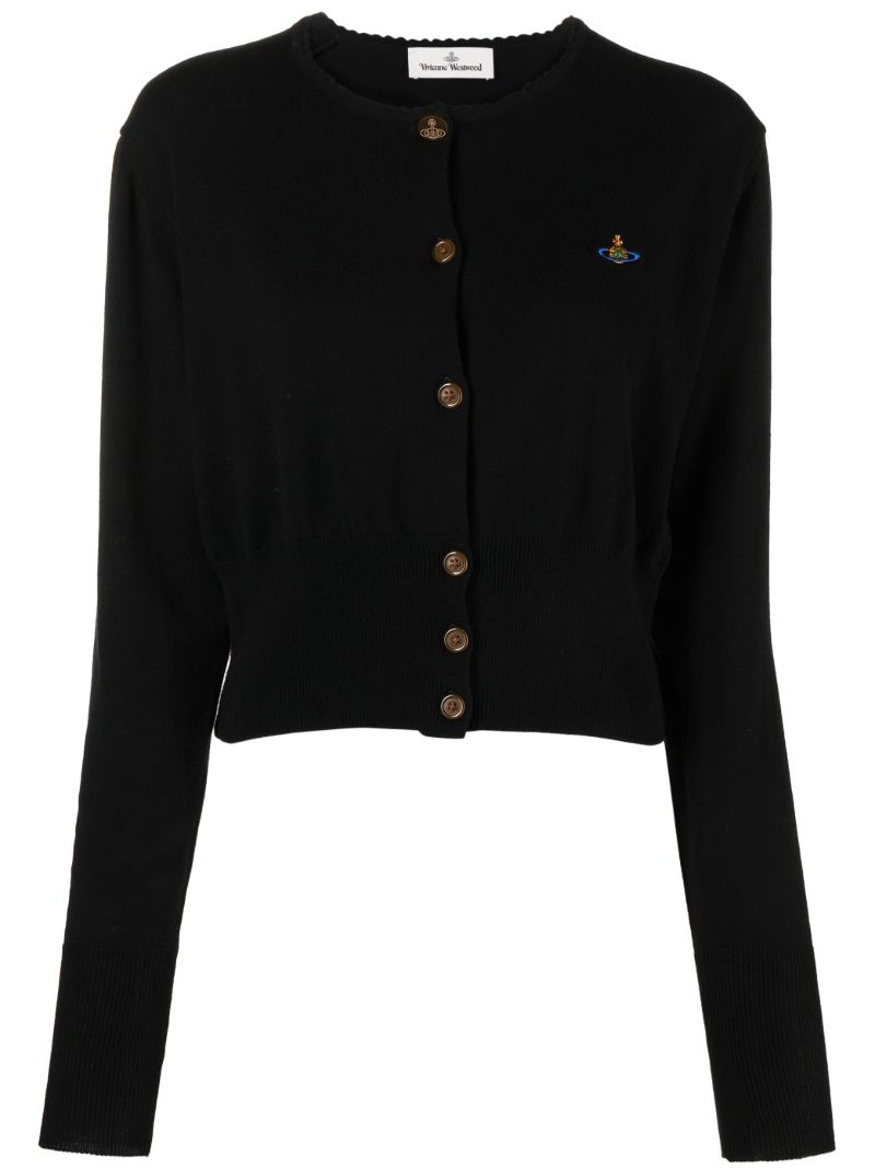 Black Bea Orb Embroidered Cropped Cardigan