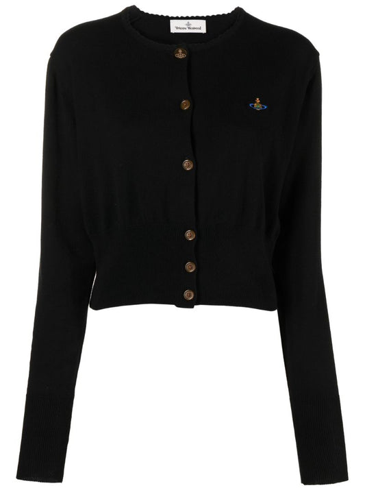 Black Bea Orb Embroidered Cropped Cardigan