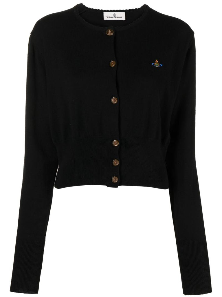 Black Bea Orb Embroidered Cropped Cardigan