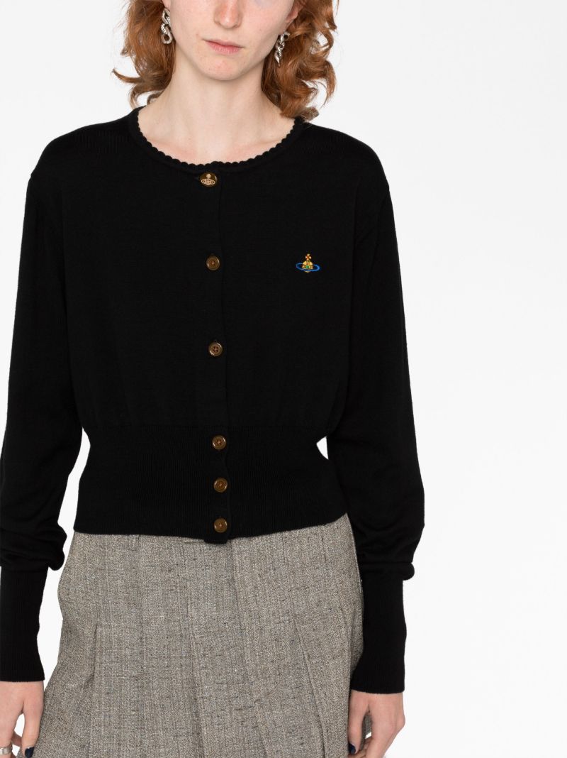 Black Bea Orb Embroidered Cropped Cardigan