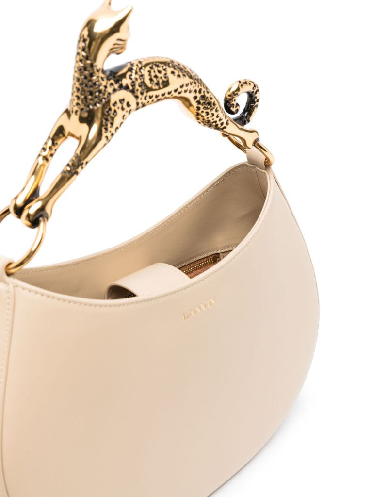 Neutral Cat Leather Top Handle Bag