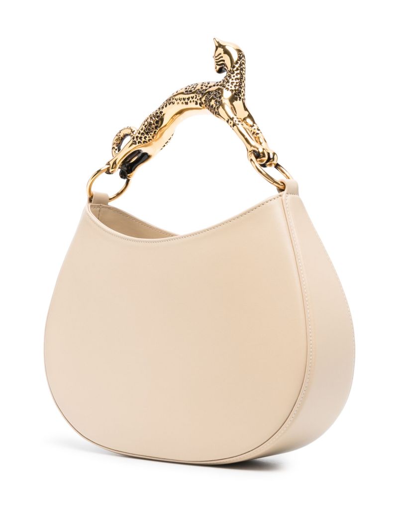 Neutral Cat Leather Top Handle Bag