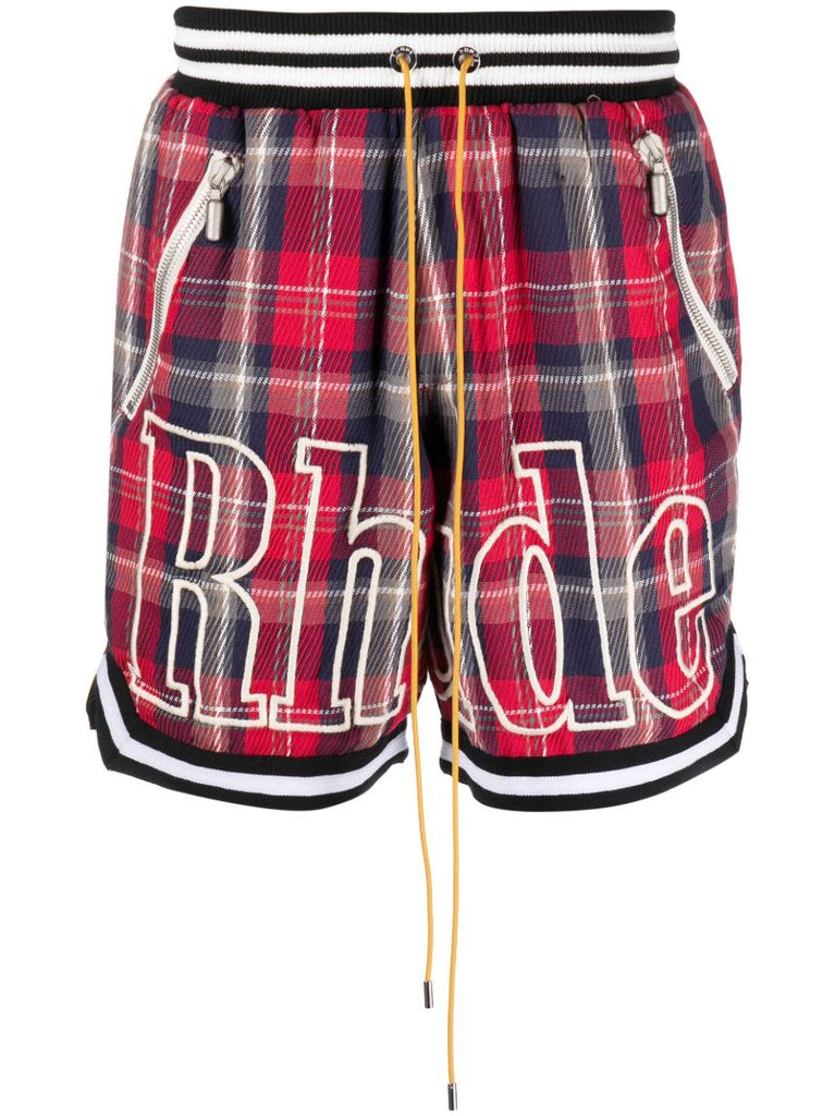 Red Court Flannel Check-pattern Shorts