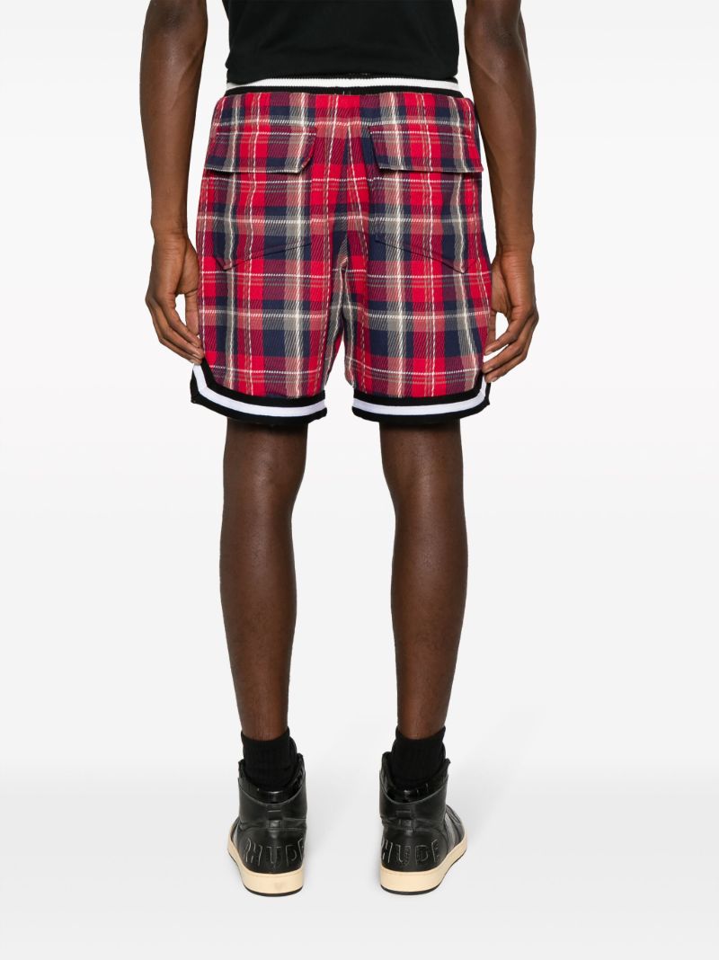 Red Court Flannel Check-pattern Shorts
