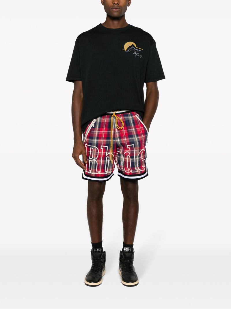 Red Court Flannel Check-pattern Shorts