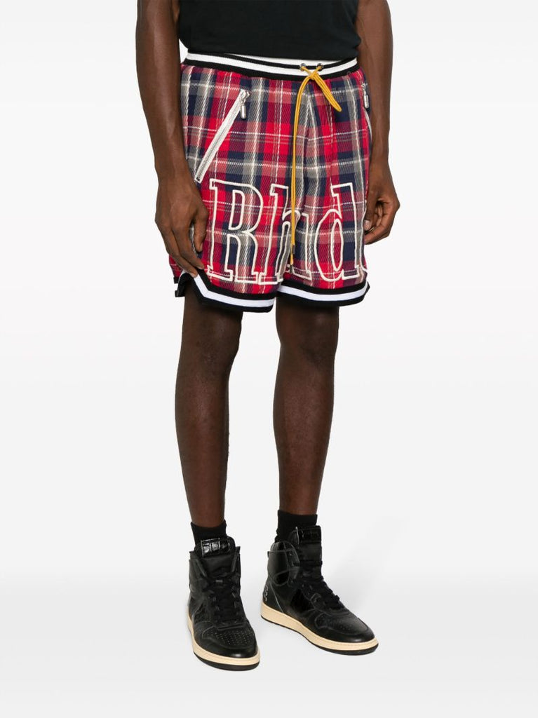 Red Court Flannel Check-pattern Shorts