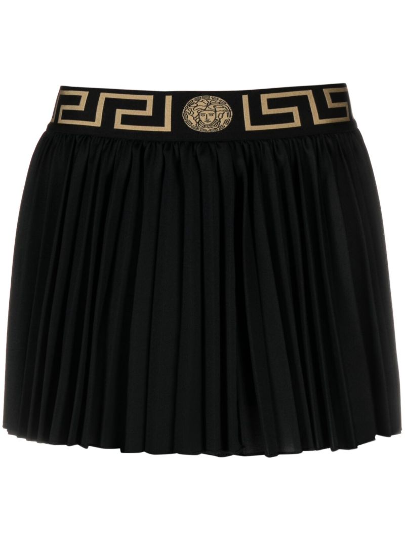 Black Greca Pleated Tennis Skort