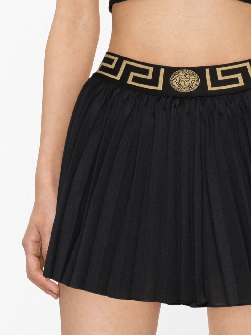 Black Greca Pleated Tennis Skort