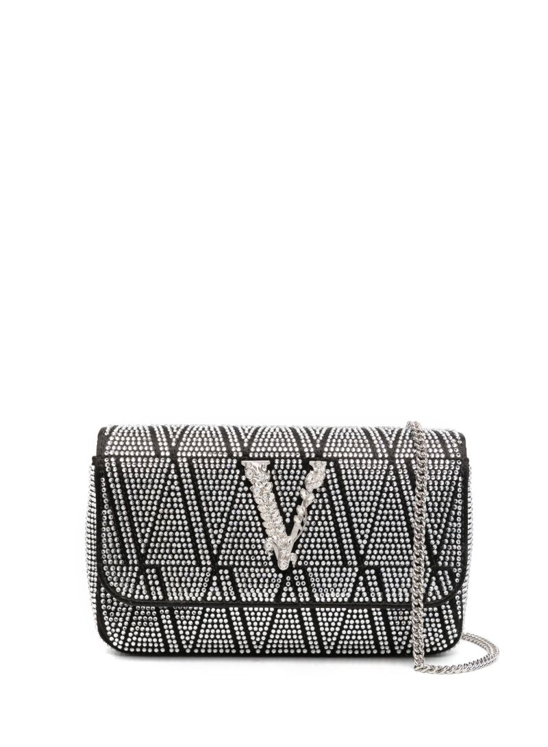 Black Virtus Mini Crystal Shoulder Bag