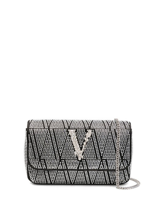 Black Virtus Mini Crystal Shoulder Bag