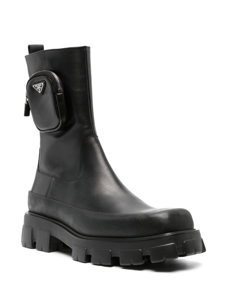 Black Cobblestone Leather Combat Boots