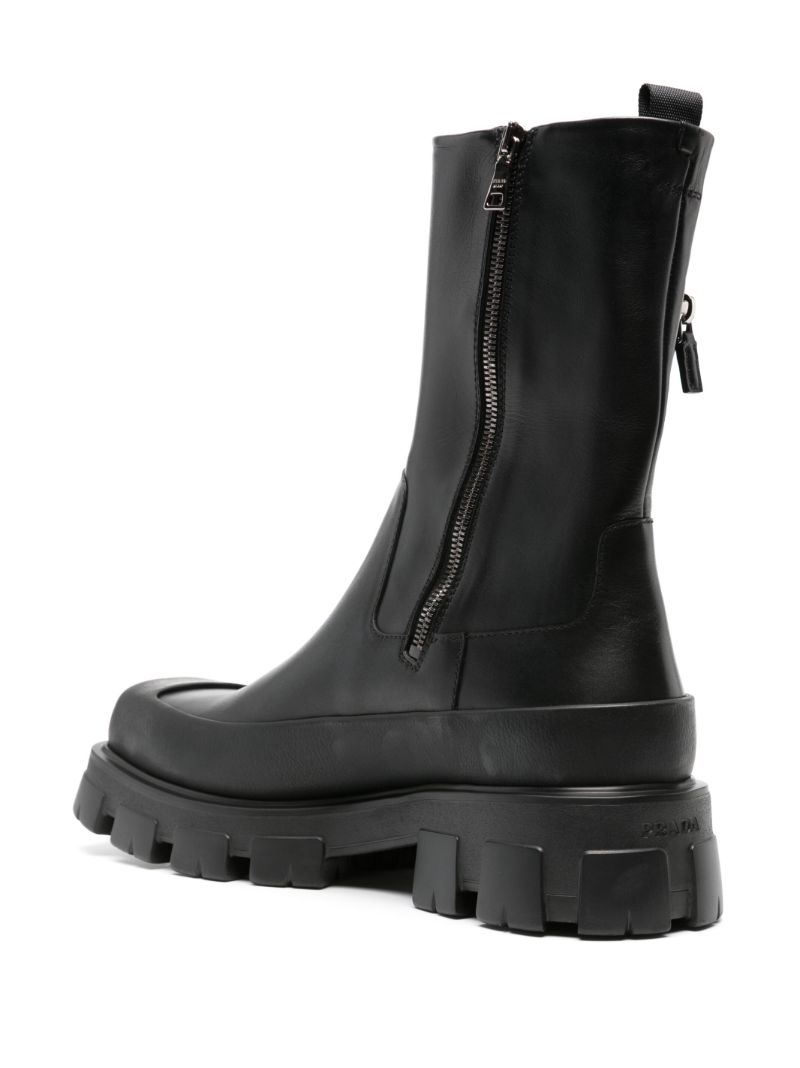 Black Cobblestone Leather Combat Boots