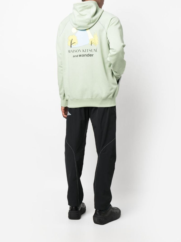 X Maison KitsunÃ_x0083_Â© Green Dry Cotton Hoodie