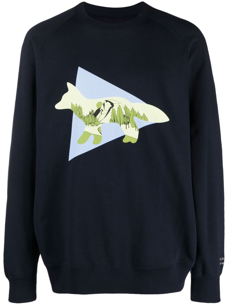 X Maison KitsunÃ_x0083_Â© Blue Crew Neck Sweatshirt