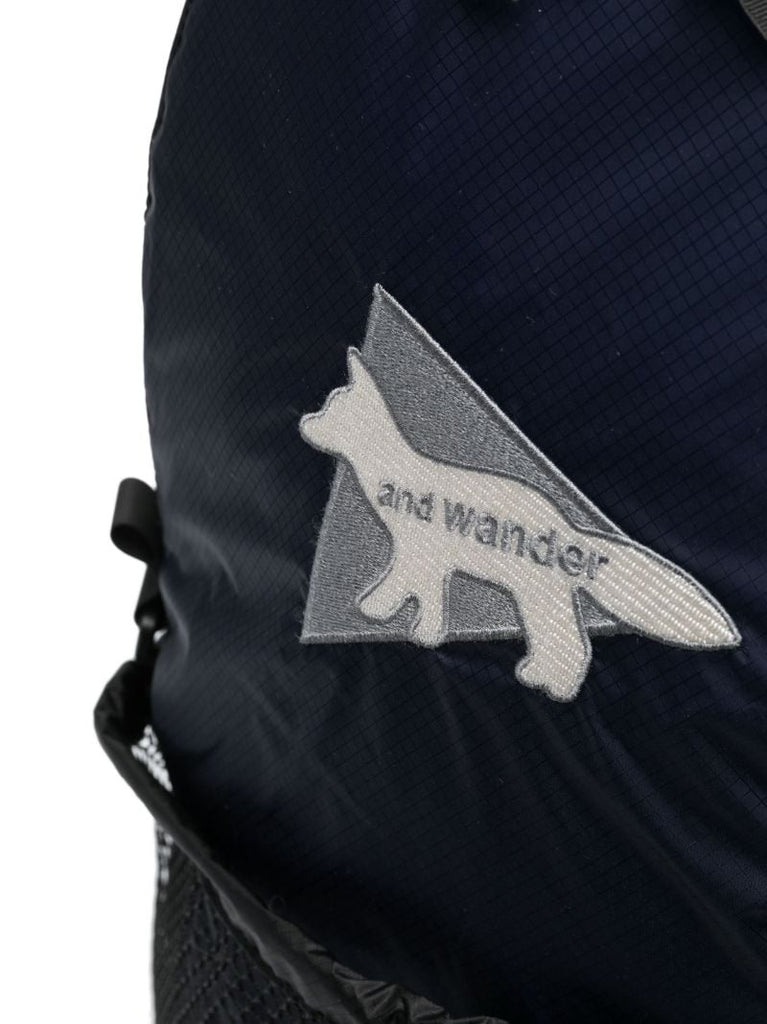 Blue Logo-patch Mesh-pocket Backpack