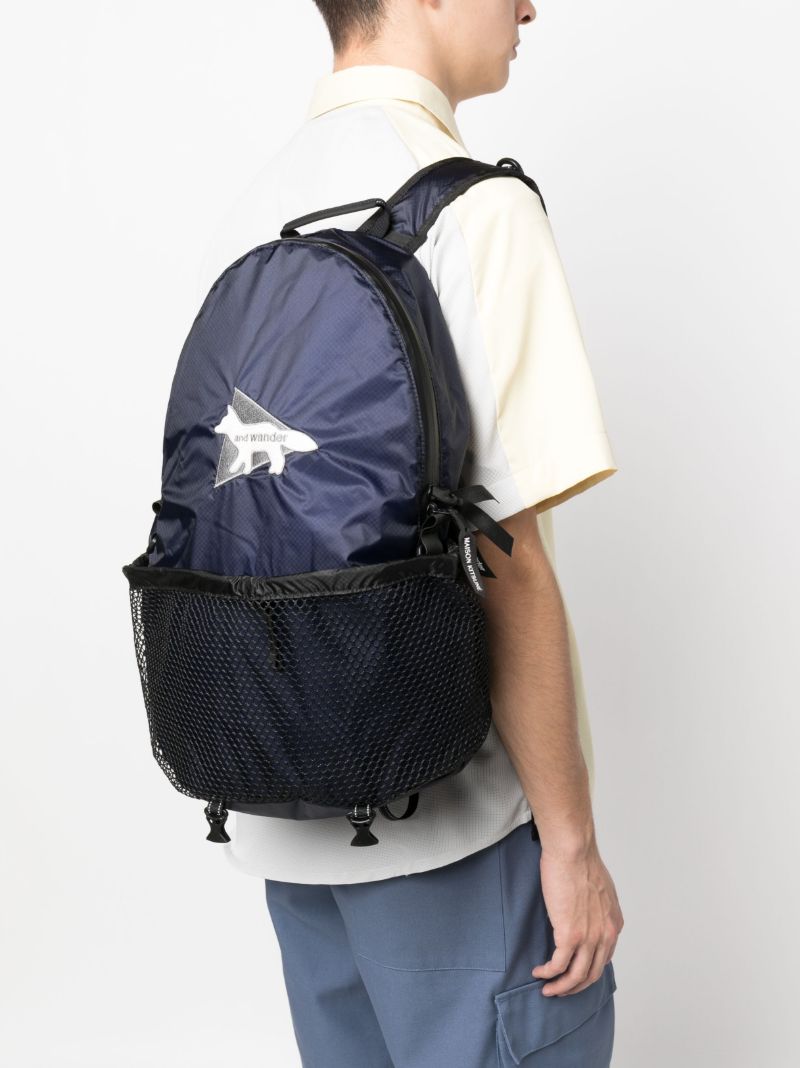 Blue Logo-patch Mesh-pocket Backpack