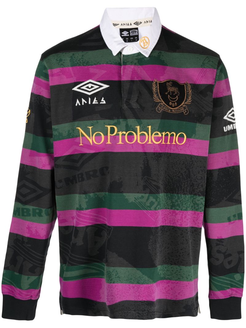 X Umbro Grey Striped Rugby Shirt