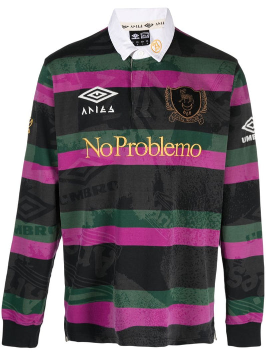 X Umbro Grey Striped Rugby Shirt