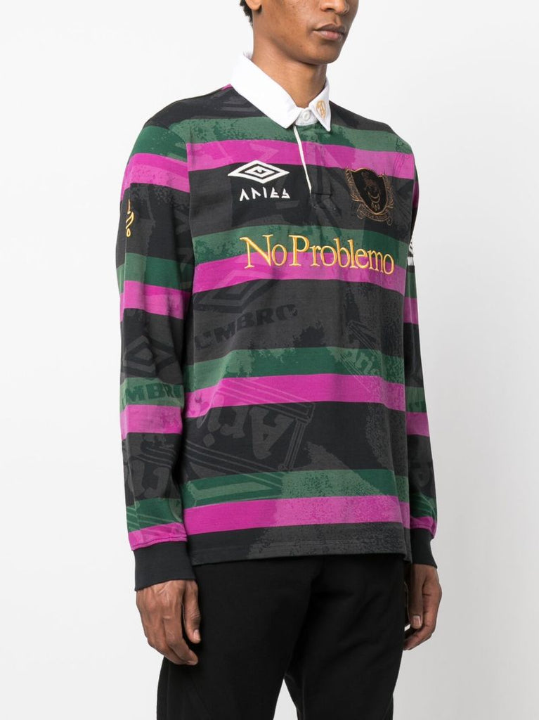 X Umbro Grey Striped Rugby Shirt