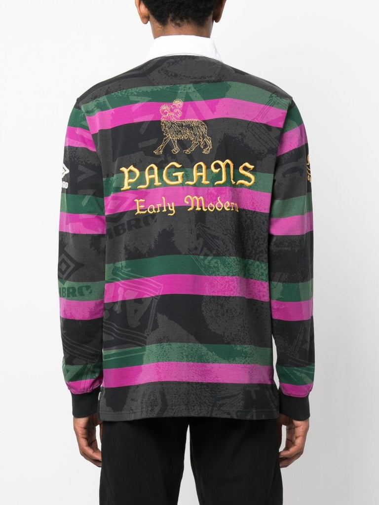X Umbro Grey Striped Rugby Shirt