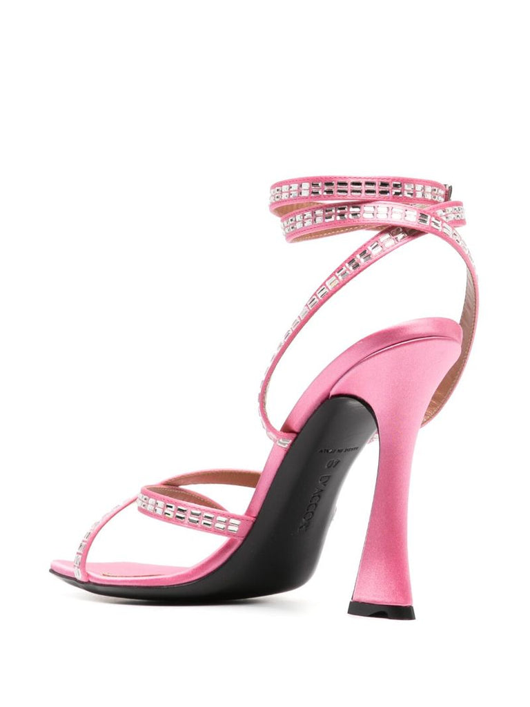 Pink Carre 100 Crystal-embellished Satin Sandals