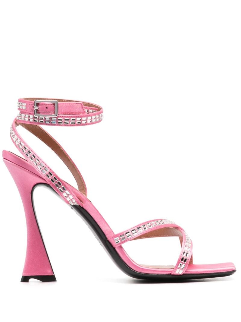 Pink Carre 100 Crystal-embellished Satin Sandals