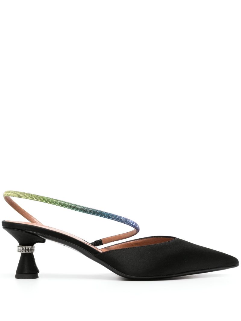 Black Saturn 50 Crystal Slingback Pumps