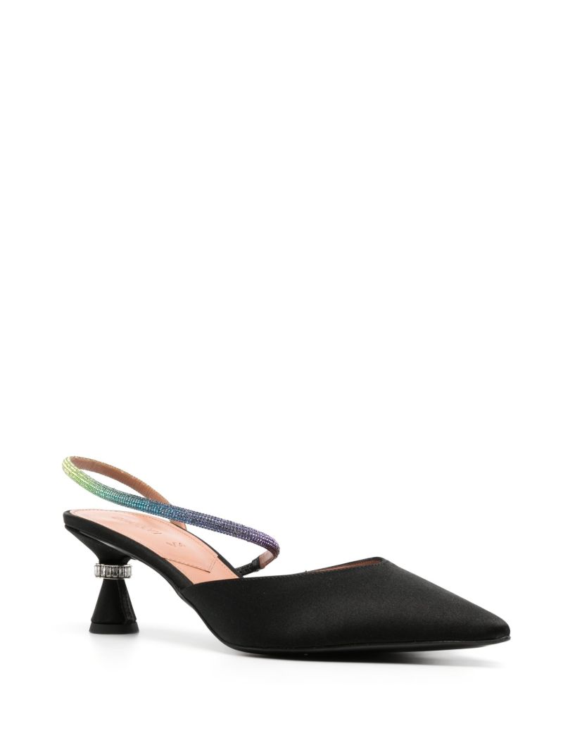 Black Saturn 50 Crystal Slingback Pumps