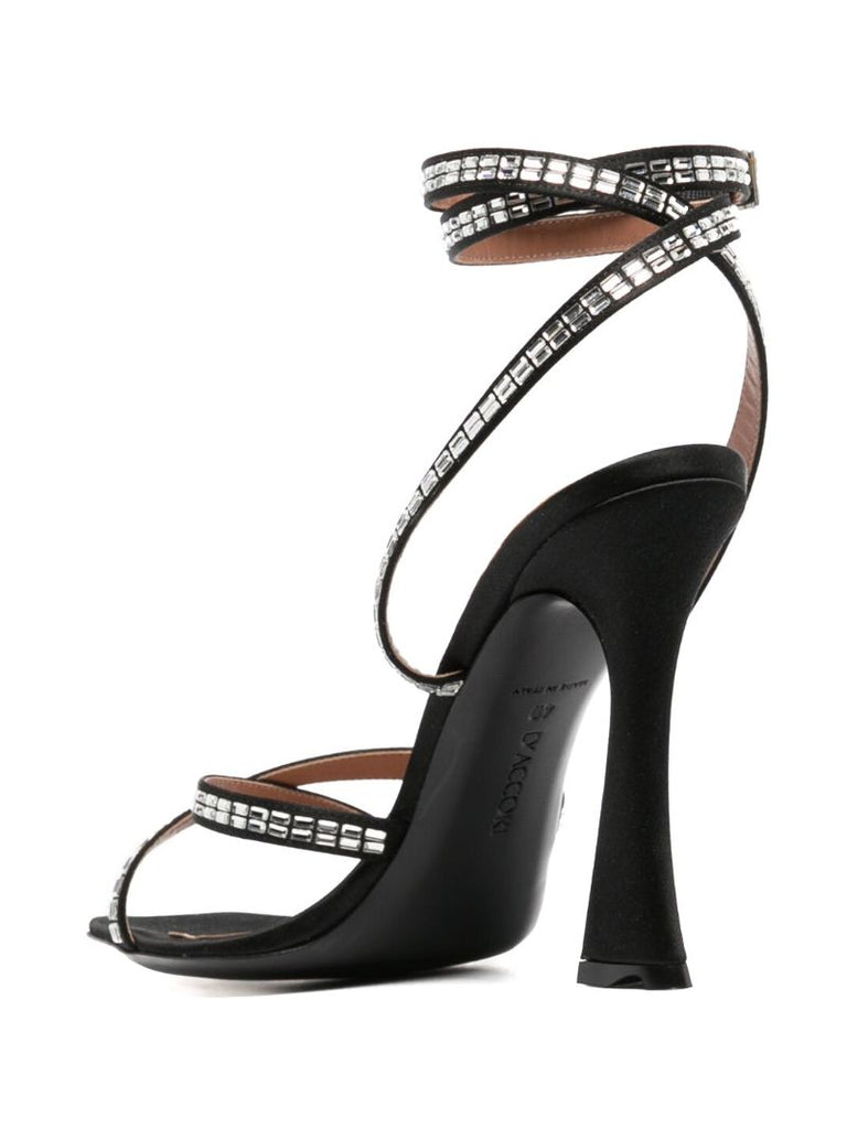Black Carre 100 Crystal-embellished Satin Sandals