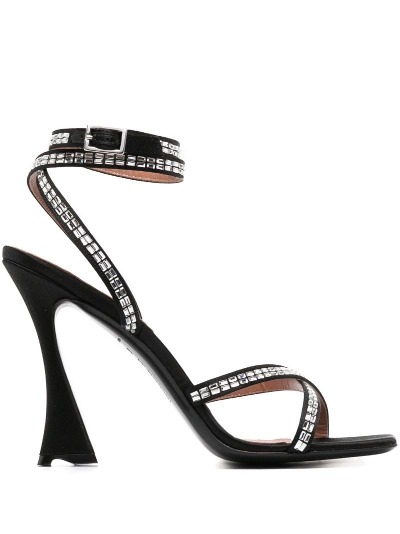 Black Carre 100 Crystal-embellished Satin Sandals