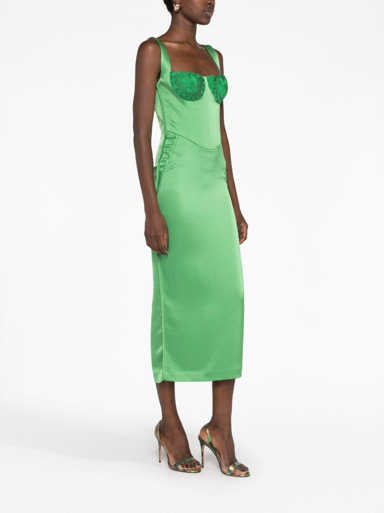 Green Lace Panel Dress