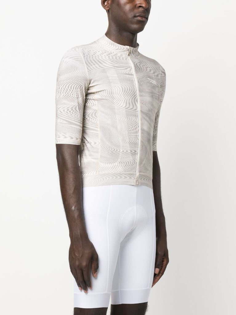 White and Grey Stone Psych Zipped Jersey Jacket