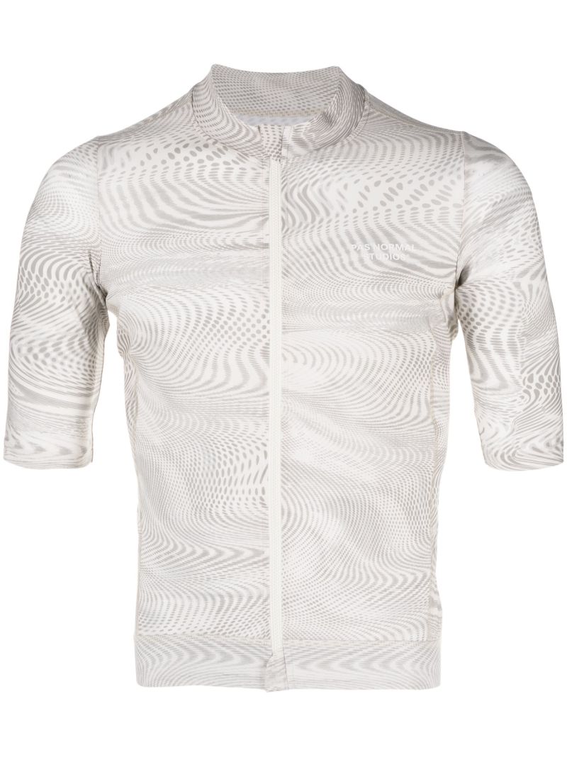 White and Grey Stone Psych Zipped Jersey Jacket