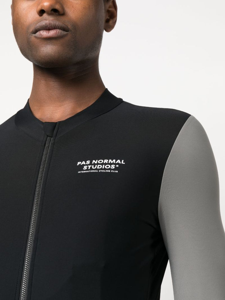 Black and Fossil Grey Mechanism Jersey Performance Jacket