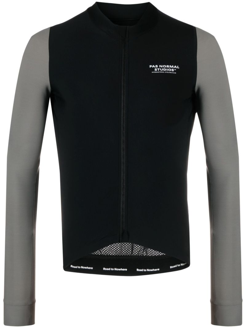 Black and Fossil Grey Mechanism Jersey Performance Jacket