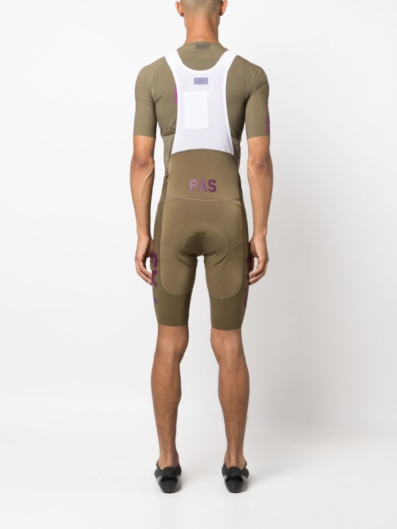 Green Pas Logo Print Bib Shorts