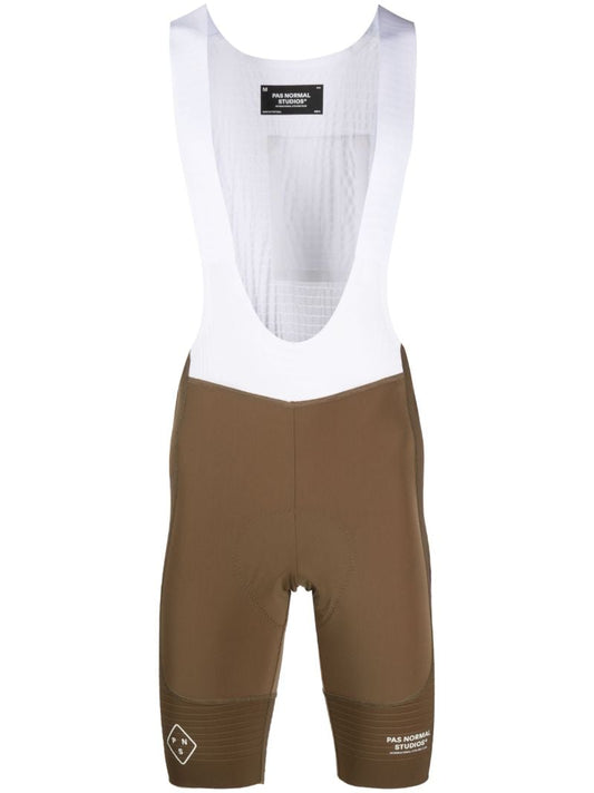 Green Pas Logo Print Bib Shorts