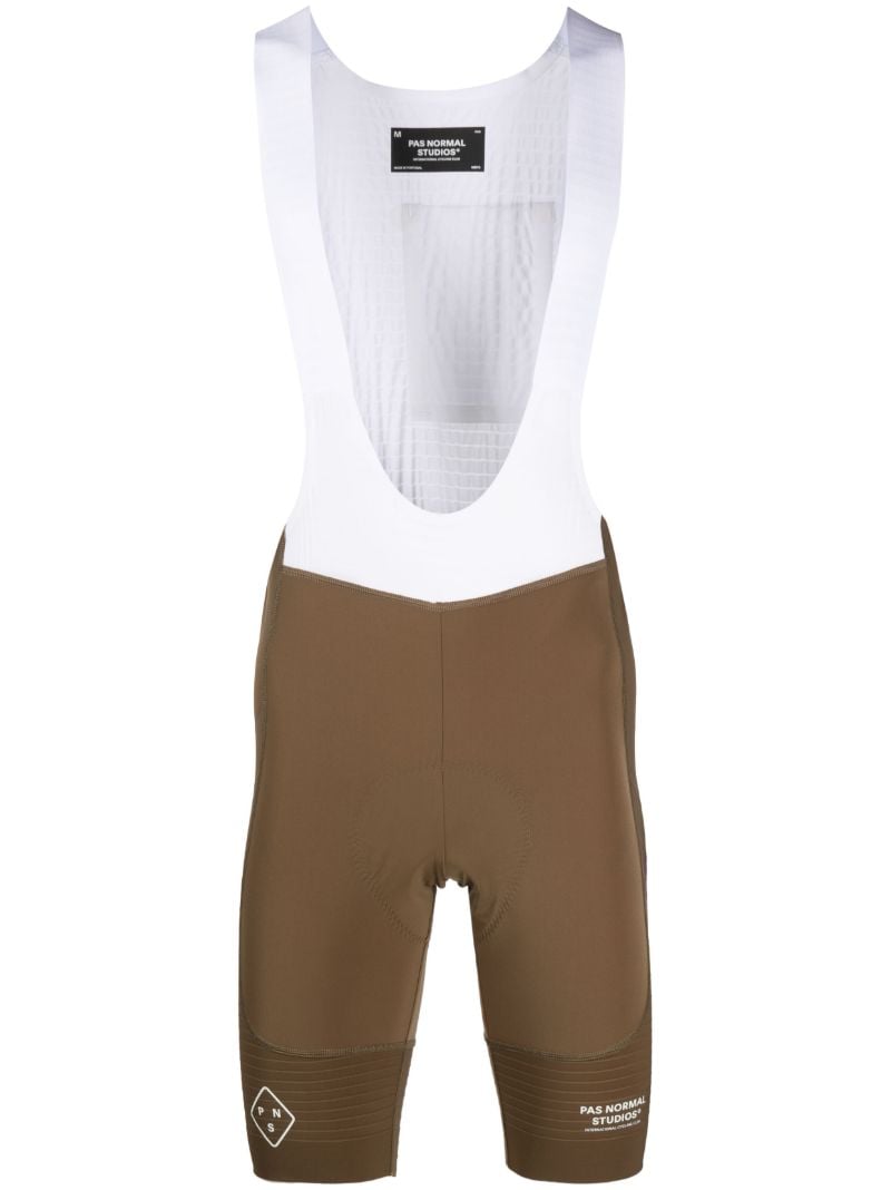 Green Pas Logo Print Bib Shorts