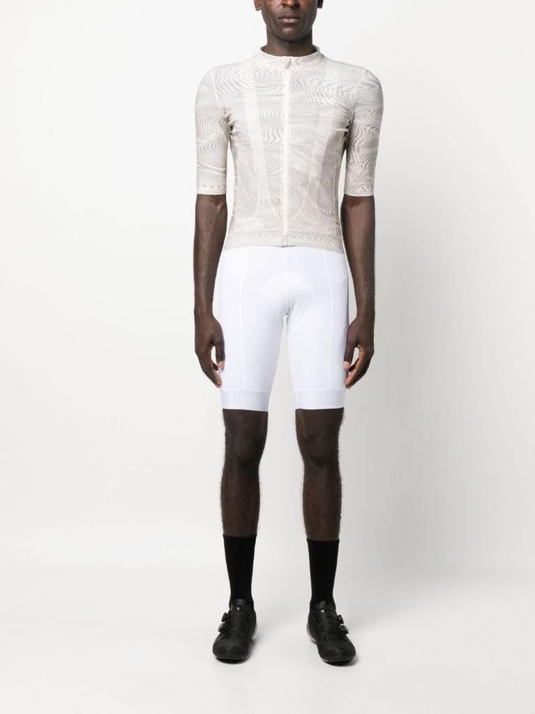 White Stretch Mechanism Cycling Bib Shorts